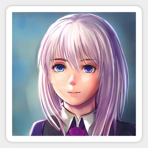 Purple Hair Anime Girl Magnet by animegirlnft
